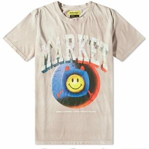 NWT MARKET Men's Smiley Happiness Within T-Shirt in Lavender Tie-Dye Size Medium